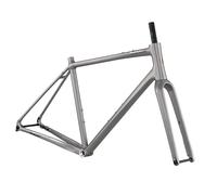 700C Road Bike Frameset Gravel Bike Frame 45cm 48cm 51cm 54cm Aluminum Alloy Disc Brake Frame With Carbon Fibre Fork Thru Axle 100/142mm(Silver,45CM)