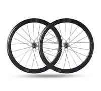 700C Road Bike Front Wheel C/V/Rim Brake Front Rear Bicycle Wheels 50MM Aluminum Alloy Bike Rims Front 16 Rear 218-12 Speed(Black hub)