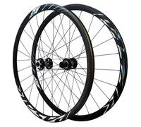 700C Road Bike Wheels, 24H Disc Brake Thru-Axle Double Wall Alloy Rims Front 2 Rear 4 Bearings Quick Release Rim 7/8/9/10/11/12 Speeds
