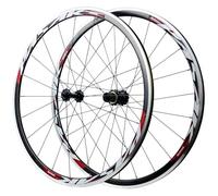 700C Road Bikes Wheelset 30mm Aluminum Alloy Rim Quick Release 100/130mm 20/24H C/V Brake Hubs For 8-9-10-11-12 Speed Cassette Front Rear Wheels For 20C-35C 1660g(Black-red)