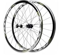 700C Superlight Road Racing Bike Wheelset Rim,7-11 Speed Cassette Sealed Bearing 6T QR Wheelet Bicycle Wheel C/V Brake Hubs,Green