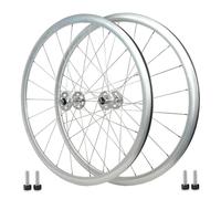 700C Track Bike Wheelset Bolt On Hub 100mm/120mm, Double-sided Fixed Gear Threads, Single Speed Fixed Gear Front Rear Wheels Compatible With Fixed Gear Cogs, Sealed Bearing(Silver)