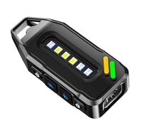 700LM Super Bright Mini Keychain Flashlight Rechargeable EDC Small LED Keyring Torch Clip-On Waterproof High Lumens Pocket Flashlight 9 Modes Magnetic Base COB Side Light for Camping Hiking Outdoor