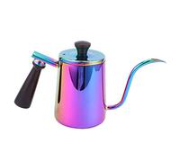 700ml Coffee Kettle, Gooseneck Drip Kettle, 304 Stainless Steel Coffee Drip Pot with Wooden Handle for Pour Over Brewing, Precision Spout Design for Home Office Cafe Use (Long Mouth - Seven Colors)