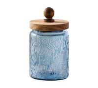 700ml Coloured Glass Storage Jar, Food Grade Canister for Snacks Tea Kitchen, Blue/Red/Brown/Green/Yellow