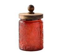700ml Coloured Glass Storage Jar, Food Grade Canister for Snacks Tea Kitchen, Blue/Red/Brown/Green/Yellow