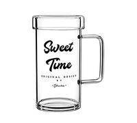 700ml Drinking Glasses with Lid and Handle,URMAGIC Clear Water Glasses with Word Patterns,Drinkware and Storage Set with Glass Lid,Tall Tumblers,Glass Water Bottles,Beer Cocktails Glasses