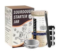 700ML Sourdough Starter Jar Kit for Sourdough Bread Baking Supplies with Date Marked Feeding Band, Chalkboard Label, Mark Pen, Thermometer, Scraper, Cloth Cover, Aluminum Lid, Christmas