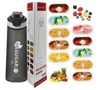 700ml sports water bottle with pods in 10 flavours, tritan material resists high temperatures, natural fruit flavor extraction makes drinking water safe & tasty. 0 Sugar 0 Calorie (black)