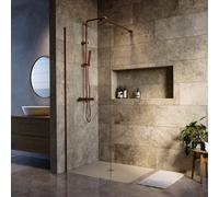 700mm Brushed Bronze Shower Screen for Wet Room & Walk In Shower - Corvus