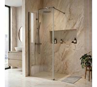700mm Gunmetal Grey Shower Screen for Wet Room & Walk In Shower with 300mm Hinged Flipper Panel - Corvus
