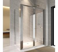 700mm Reversible Folding Bifold Shower Enclosure Cubicles, 5mm Safety Glass Screen,Space Saving Foldable Shower Cubicle, Inward Opening for Wet Rooms/Shower Room(Chrome)