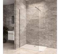 700mm Walk in Shower Enclosure, 8mm Toughened Safety Glass Screen with Adjustable Support Bar, Easy Clean WetRoom Shower Panel for Bathroom Cubicles,Walk-in Glass Panel(Chrome)