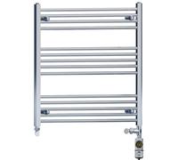 700mm Wide Chrome Electric Dual Fuel Bathroom Towel Rail Radiator Heater With AF Thermostatic Electric Dual Fuel Element UK (700 x 800 mm)