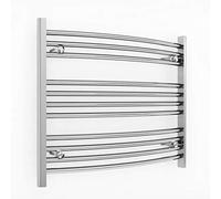 700mm Wide Chrome Heated Towel Rail Radiator Curved and Flat For Bathroom Designer UK (700mm x 600mm (h) Curved)