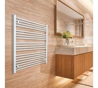 700mm Wide Chrome Heated Towel Rail Radiator Straight Flat Bathroom Warmer Rack Central Heating Turkish Zone (700mm Wide x 1000mm Height)