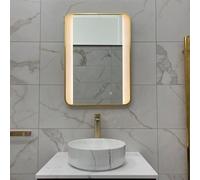700mm X 500mm Brushed Brass Mirror With Colour-Changing Frame