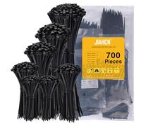 700Pack Cable Ties Assorted Sizes 100/150/200/250/300mm x 3.6 Zip Ties Black Small Wire Tie Wraps Heavy Duty 18kg UV Zipties Plastic Ties for Gardening