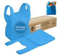 700pcs Blue Jumbo Plastic Carry Bags Strong Heavy Duty Vest Carrier Bags with Handles Use for Shopping, Market-Stalls, Takeaway, Groceries or General Multi-Purpose Use.