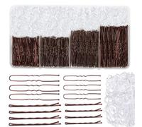 700pcs Bobby Pins Hair Pins Set, 100 BobbyPins 100 U Shaped HairPins 500 Hair Bands, Bobby Pins for Women Hair Pins for Buns, Hair Grips Hair Styling Accessories with Storage Box (Brown)