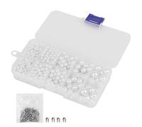 700pcs White Resin Pearl Beads with Rivets - No-Hole Flat-Back Plastic Beads (4/5/6/8/10mm) for DIY Crafting, Sewing, Leather Embellishments & Wedding Event Décor