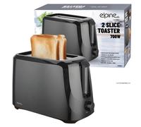 700W 2 Slice Toaster Toastie Maker Pop Up Cool Touch 6 Settings Bagel Black