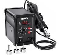 700W Hot Air Soldering Station, 858D Hot Air Rework Station with LED Display, 3 Nozzles, Adjustable Temperature 100-450°C, SMD Desoldering Station for DIY, Repair & Rework (UK Plug)