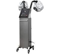 700W Nano Hair Steamer with 2 Vaporizing Caps, Adjustable Micro Mist Ozone Oil Treatment Dyeing Machine, Rolling Wheels Hooded Stand Up Processor for Salon Spa(Grey)