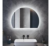 (700x500mm) ELEGANT Half Circle LED Bathroom Mirror with Lights,Wall Mounted Backlit Mirror with Dimmable 3-Colour Modes,Anti-Fog