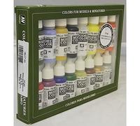 Vallejo 70140 - Vallejo Model Colour Basic Colors USA Acrylic Paint Set - 16 x Assorted 17millimeter Colour, Black