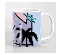 702 Coffee Mugs 330ml, Memphis Pattern Miami Vice 80S Retro Palm Tree Porcelain Cup Ceramic Cup Eco Friendly Coffee Cups for Office Daughter Tea Lovers