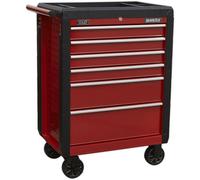702 x 477 x 993mm 6 Drawer RED Portable Tool Chest Locking Mobile Storage Box
