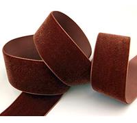 706 Havanne Velvet Ribbon - Rust Red Brown, 3m x 36mm, Terracotta Velour, One Sided, Fixed Edge, for Sewing & Decorating
