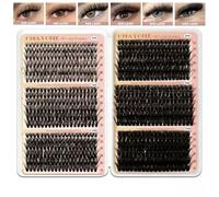 708 Pieces Cluster Lashes Kit, 30-40-50-60-80-100D Fluffy Russian Lashes Extensions, DIY Eyelash Clusters Lash Clusters, Curly Durable Individual Eyelashes for Girls and Women (8-16mm Mix)