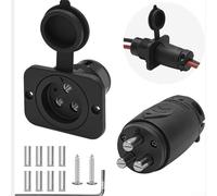 70A Waterproof Trolling Motor Connector Heavy Duty IP67 Marine Socket 12-48V Fits 2 or 3 Wire Systems UV Resistant ABS For Boat Fishing Inverter Fishfinder Easy Install Black 6-16 AWG