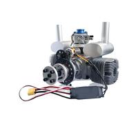 70cc Horizontally-Opposed Twin-Cylinder 2-Stroke RC Airplane Engine, Air-Cooled Gasoline Engine with Electric Starter & Dual Ignition System for Physical Science Experiment Display