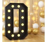 70CM/2.3FT Black Frame Light Up Number 0, Marquee Light Up Numbers, Mosaic Giant Marquee LED Light, Anniversary Party Decorations, Birthday Wedding DIY Decor