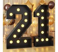 70CM/2.3FT Black Frame Light Up Number 21, Marquee Light Up Numbers, Mosaic Giant Marquee LED Light, Anniversary Party Decorations, Birthday Wedding DIY Decor