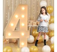 70cm-2.3ft Giant LED Light Up Numbers 4, Mosaic Marquee Light Up Sign, LED Number Lamps for Valentine's Day Birthday Christmas New Year