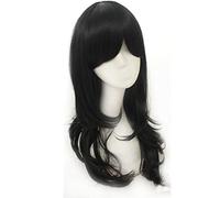 70cm Anime Long Wavy Cosplay Wig With Bangs Heat Resistant Synthetic Hair Black Pink Silver Blue Green Woman Wigs OneSize black