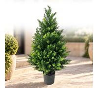 70CM Artificial Cedar Tree Indoor Outdoor,Potted Fake Cypress Topiary Trees Pathway Fake Tree Faux Shrubs Evergreen Artificial Plants in Pot for Room,UV Resistant for Front Door Floor Office