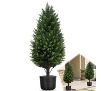 70CM Artificial Cedar Tree Outdoor Indoor,Potted Fake Cypress Trees Pathway Fake Tree Faux Shrubs Evergreen Artificial Plants in Pot for Planter,UV Resistant for Front Door Office