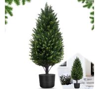 70CM Artificial Cypress Christmas Trees Cedar Topiary Tree Outdoor Indoor,Potted Fake Cypress Trees Pine Tree Faux Shrubs Evergreen Plants for Front,UV Resistant for Xmas Door Office