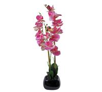 Leaf Design 70cm Artificial Orchid Light Pink with Black Ceramic Planter