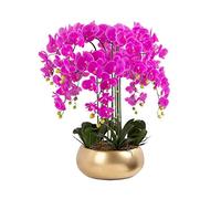 70cm Butterfly Orchid Artificial Flower with Large Golden Vase Silk Flowers Fake Bouquets for Home Wedding Party Office Decor for House Table Office Desk Decor (Color : A)