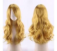 70cm Fashion Long Wavy Anime Cosplay Wig White Black Blue Red Pink Purple Blonde Synthetic Hair Halloween Party Wigs For Women OneSize yellow
