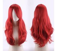 70cm Fashion Long Wavy Anime Cosplay Wig White Black Blue Red Pink Purple Blonde Synthetic Hair Halloween Party Wigs For Women OneSize red