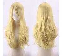 70cm Fashion Long Wavy Anime Cosplay Wig White Black Blue Red Pink Purple Blonde Synthetic Hair Halloween Party Wigs For Women OneSize yellow2