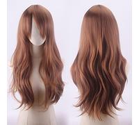70cm Fashion Long Wavy Anime Cosplay Wig White Black Blue Red Pink Purple Blonde Synthetic Hair Halloween Party Wigs For Women OneSize brown