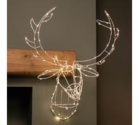 70cm Festive Christmas Indoor Outdoor Twinkling LED Reindeer Head - White